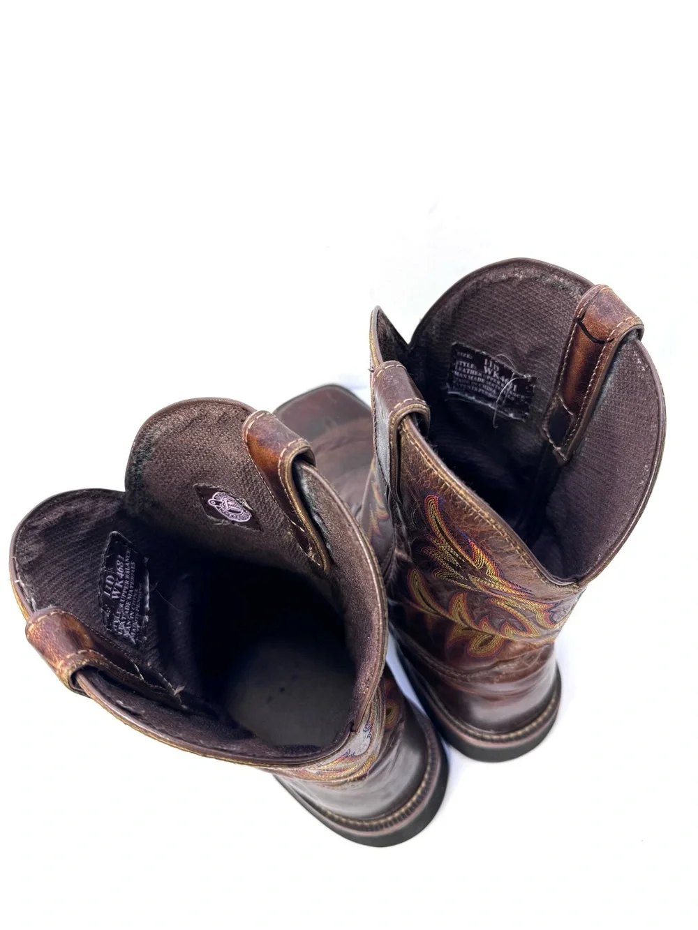 Justin WK4681 Driller Work Boots Mens 11D Brown Square Toe Soft Toe Pull On